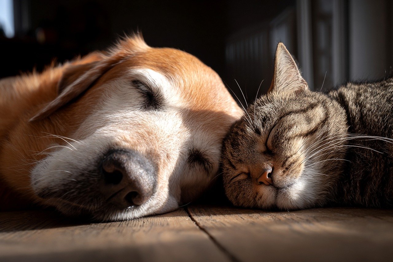 dog, cat, sleeping, animals, friendship, fellowship, rest, sleep, quiet, cute, home, domestic, wood floor, natural light, aconchego, serenity, peace, together, friends, pet, relaxing, loyalty, harmony, affection