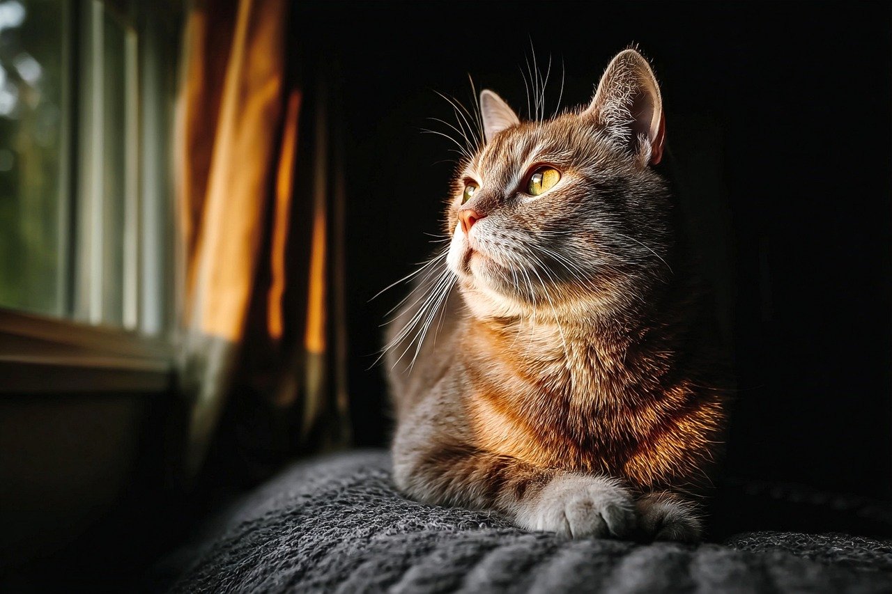 cat, feline, animal, domestic, looking, window, light, shadow, interior, nature, home, quiet, chilled out, cute, furry, whiskers, eyes, watching, curious, environment, cozy, portrait, pet, partner, domestic feline, serenity