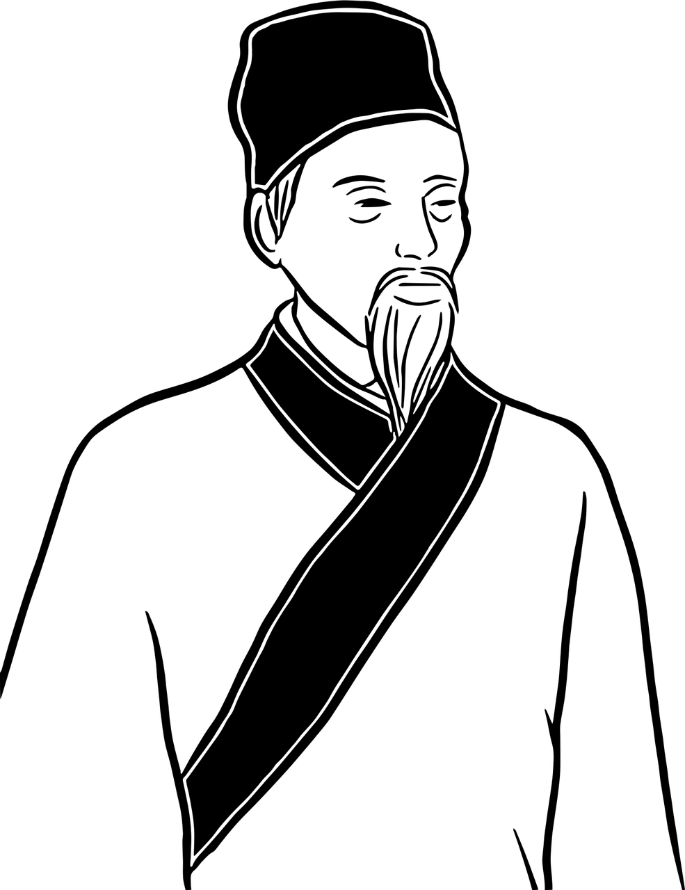 li shizhen, chinese medicine, traditional chinese medicine, healthy, drug, medicinal plants, pharmacist, china, culture, ancient, black and white, line art, hanfu, doctor, history, compendium of materia medica, herbal medicine