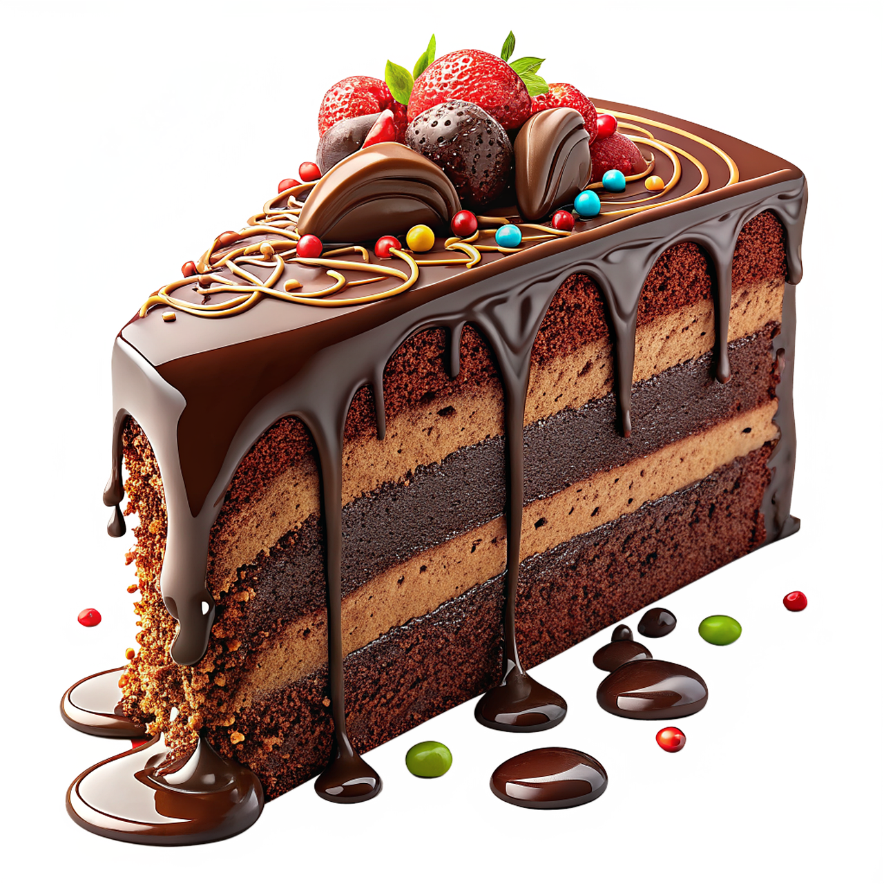 ai generated, cake, dessert, food, bakery products, chocolate, a piece, cream, delicious, sweets, berry