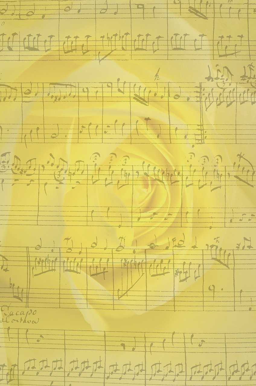 music, melody, song, notes, sheet music, vintage, handwritten, old, retro, classic, paper, texture, background, scrapbooking, template, yellow, grades, piano, greeting card, copy space