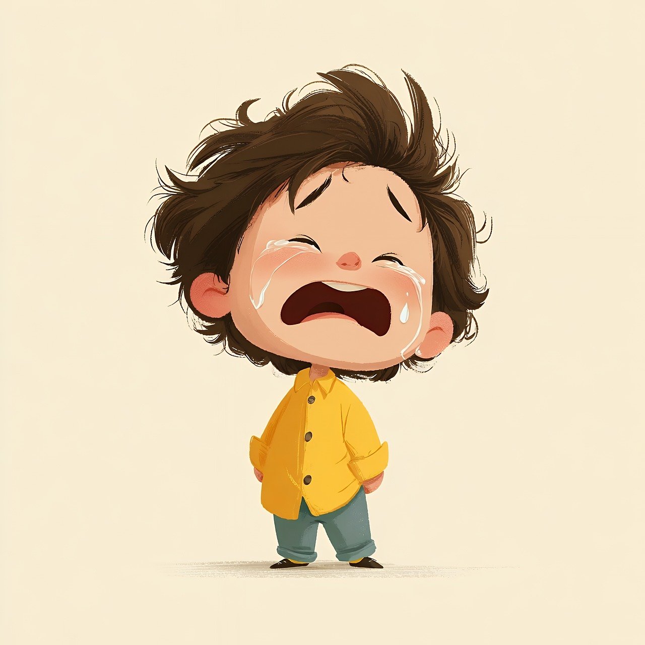 ai generated, cartoon, character, child, kid, upset, sad, tears, emotion, pain, young, drawing, comic, graphic, design, background, unhappy, depression, stress, anxiety, disappointment, boy