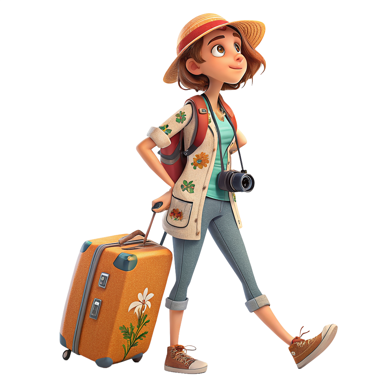 tourist, hike, travel, suitcase, adventure, journey, vacation, ai generated
