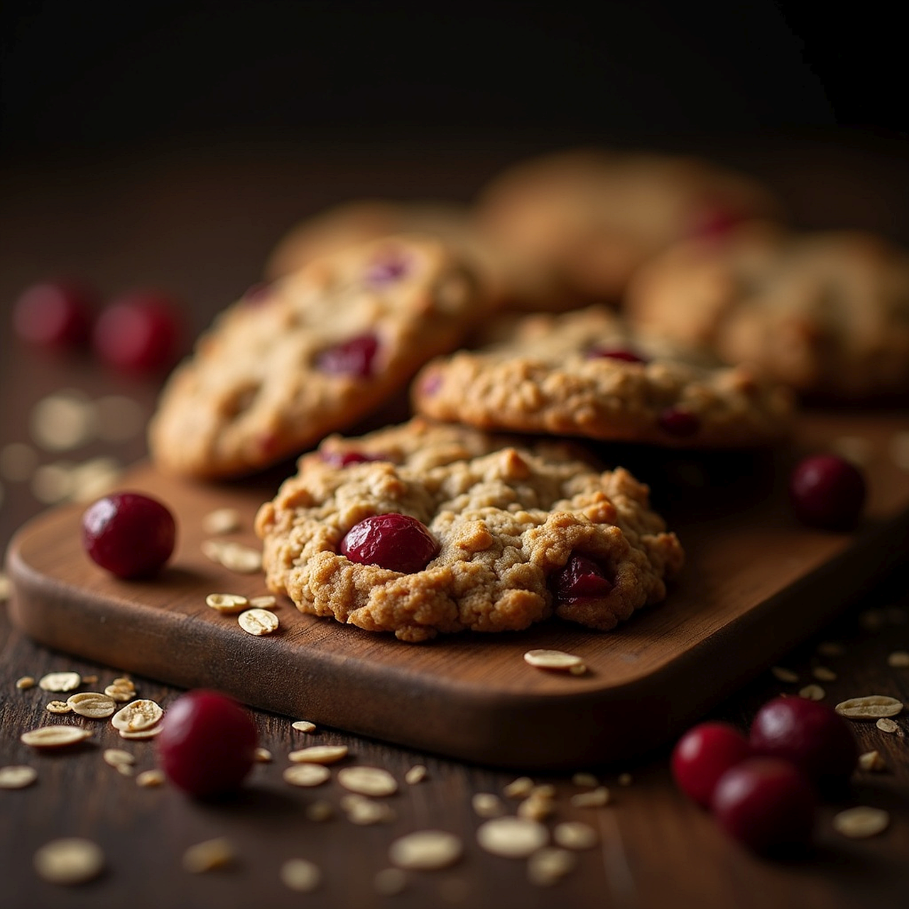 biscuit, oatcake, cranberry, oat cookies, pastries, cookies, cookie, food, to bake, cute, ai generated