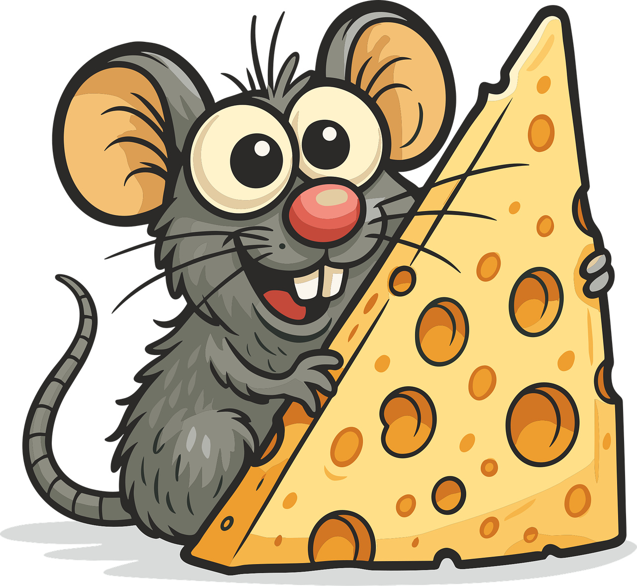 ai generated, mouse, nature, cheese, cartoon, funny, animal, rodent, ears, eyes, smile, food, a piece, shadow, drawing, character, animation, humor, appetizing, wool