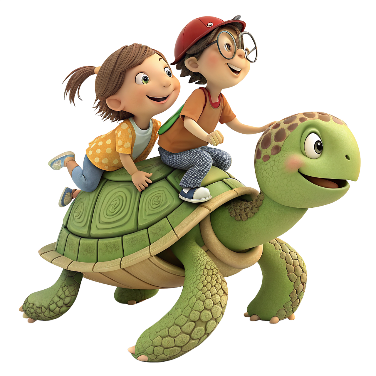 turtle, nature, animal, reptile, slow, carapace, on horseback, kids, cheerful, emotions, girl, baby, ai generated