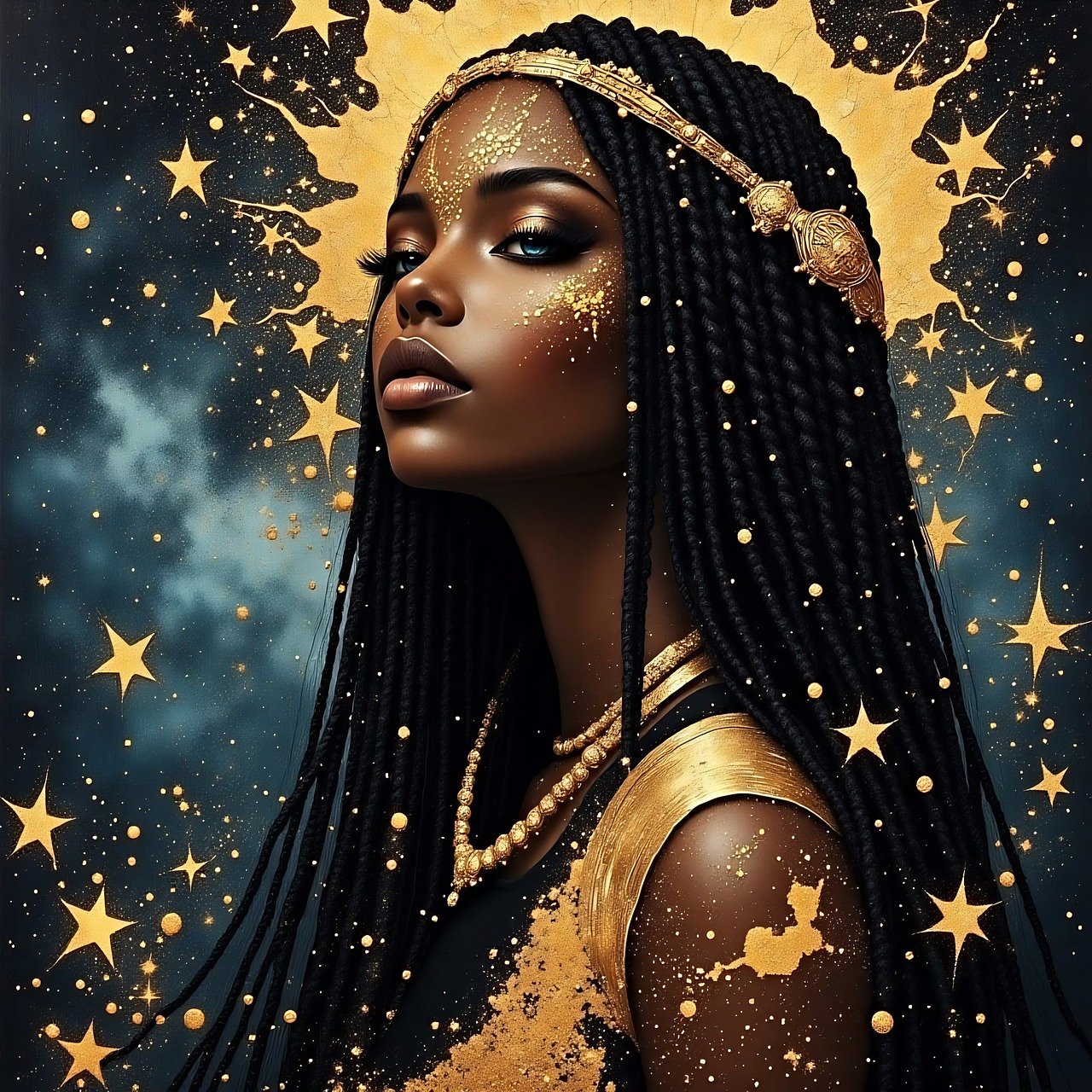 ai generated, woman, princess, female, goddess, fairy, magic, mystical, stars, portrait, fantasy