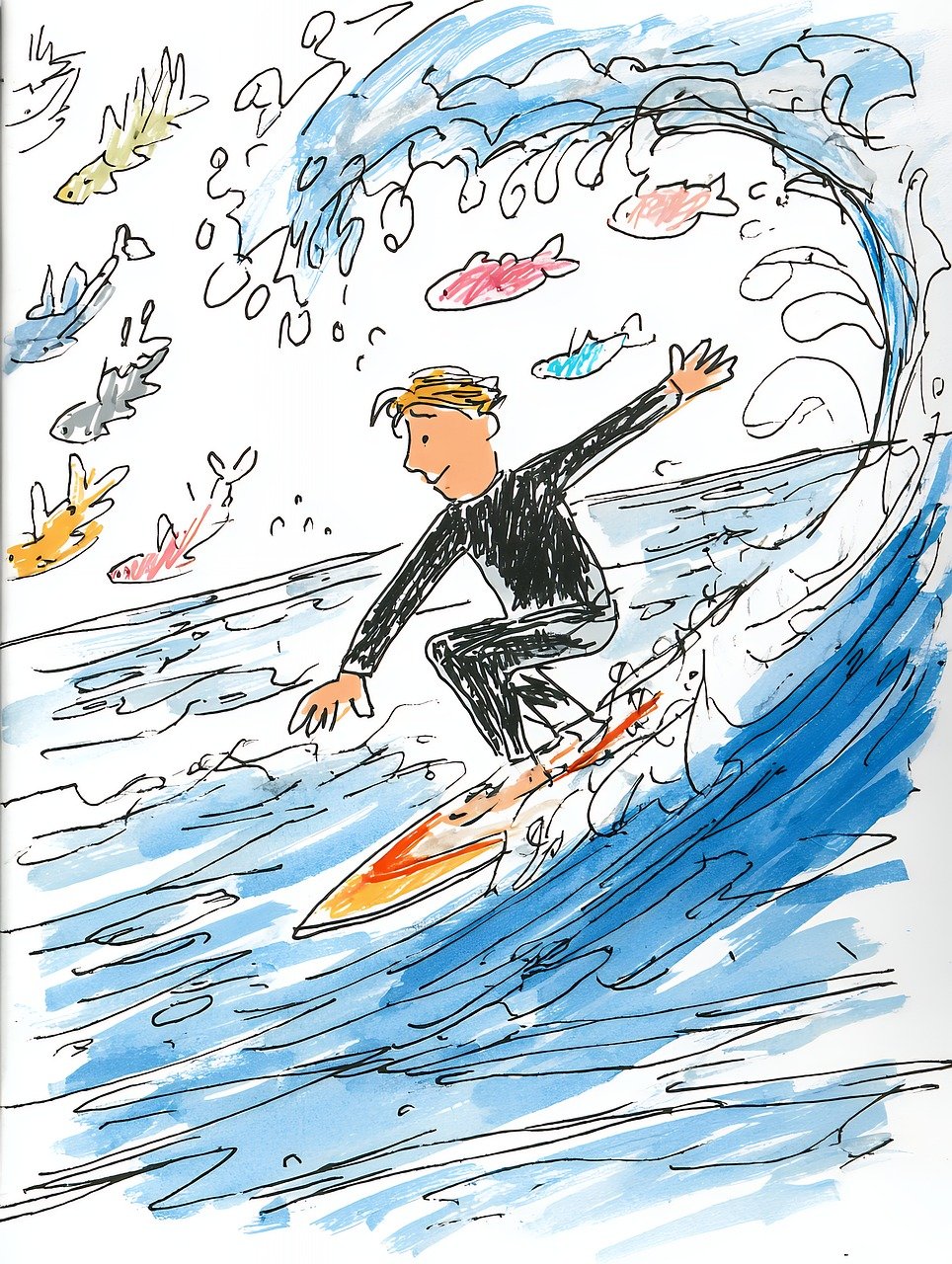 surfing, watercolor, sketch, wave, ocean, sport, action, water, beach, summer, splash, coastal, drawing, artwork, adventure, motion, surf, sea, blue, dynamic, outdoor, recreation, freestyle, lifestyle, ai generated