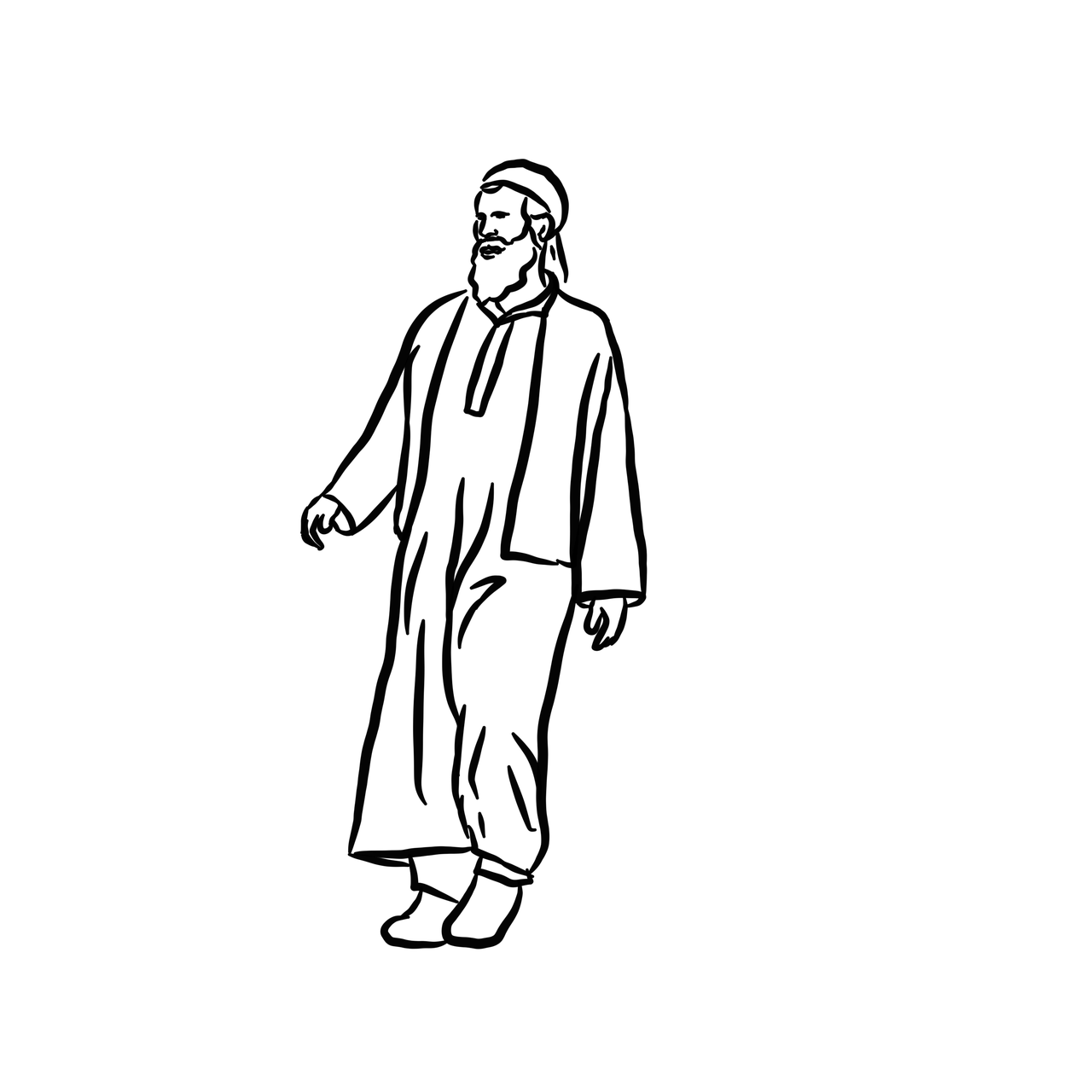 middle east, shepherd, man, sheep, line art, minimalism