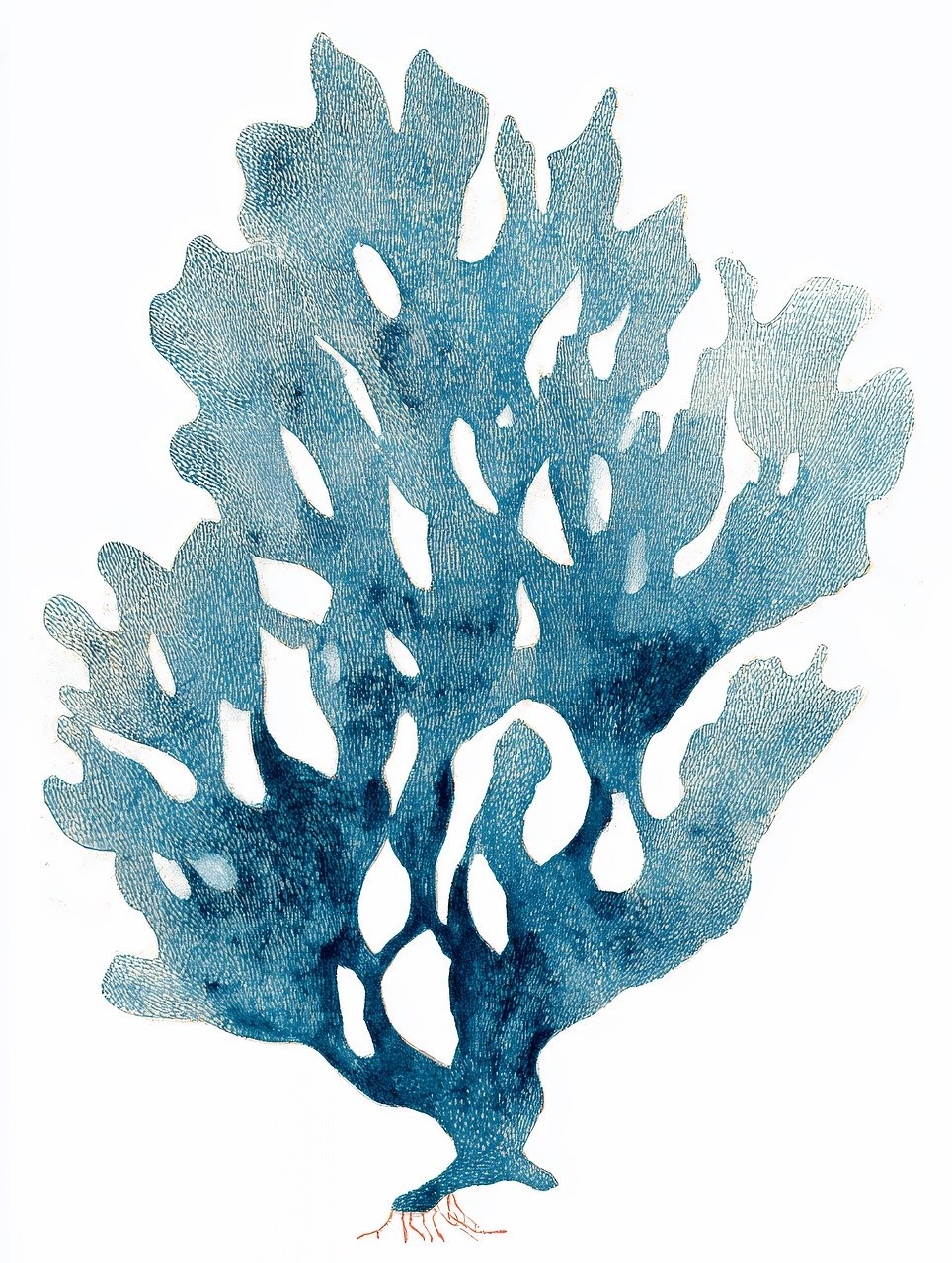 coral, blue, watercolor, painting, sea, ocean, marine, life, aquatic, underwater, art, artistic, graphic, design, abstract, nature, plant, texture, decoration, wall, decor, element, isolated, background, ai generated