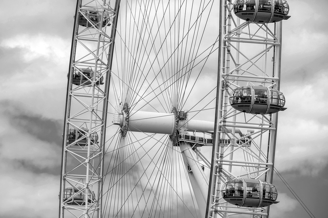 london, attraction, tourism, clouds, vacations, lookout, noria