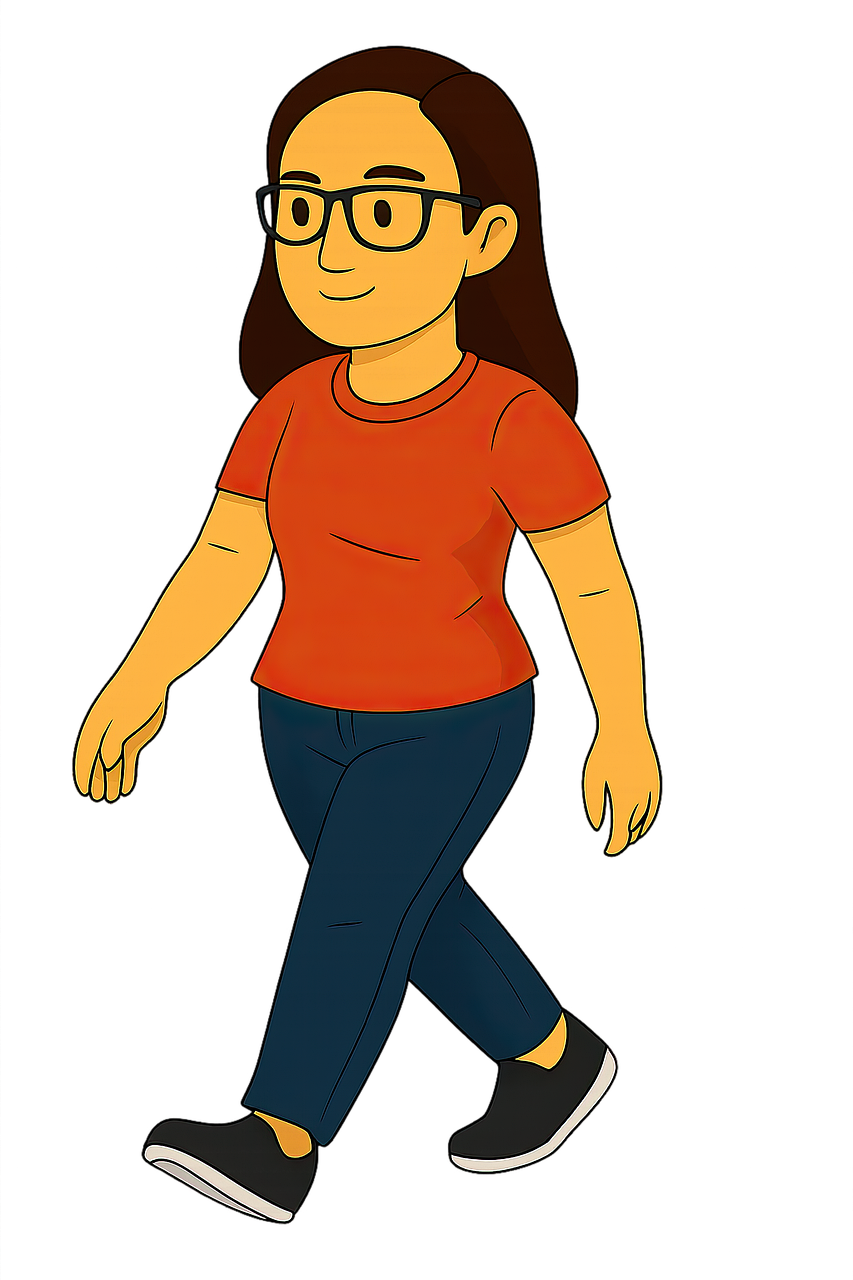 woman, female, walking, exercise, fitness, health, workout, training, fit, healthy, active, cartoon, ai generated