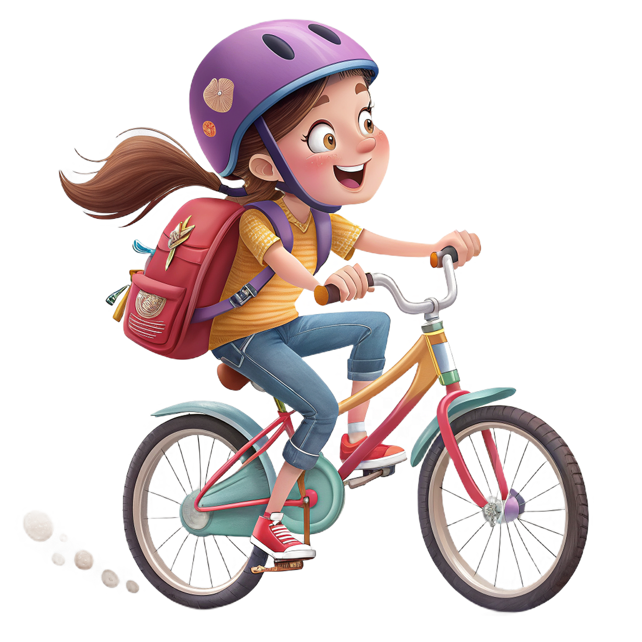 girl, baby, childhood, school, learn, education, kids, bicycle, transport, wheels, trip, ai generated