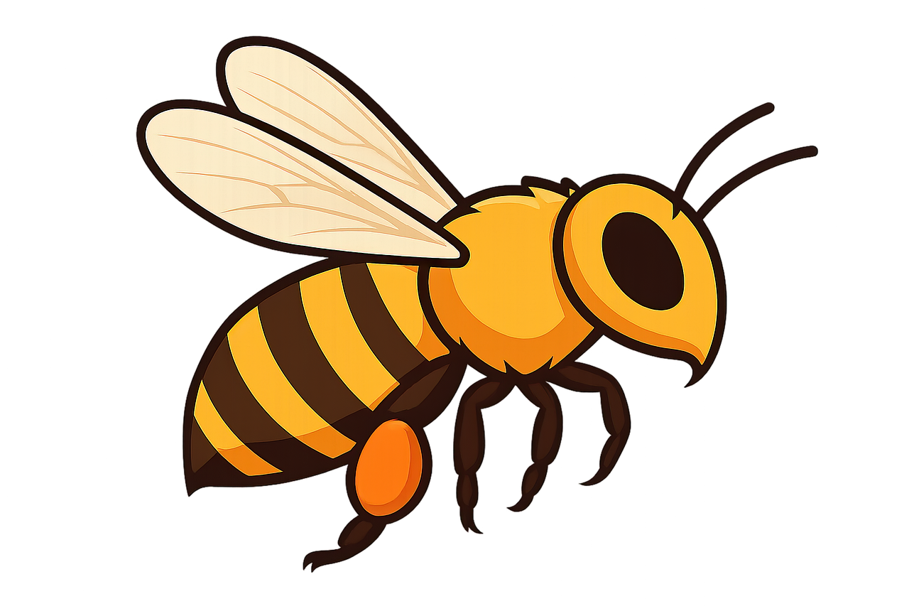 bee, insect, nature, pollination, wings, bumblebee, transparent background, cartoon, high resolution, realistic, flying, sticker, ai generated