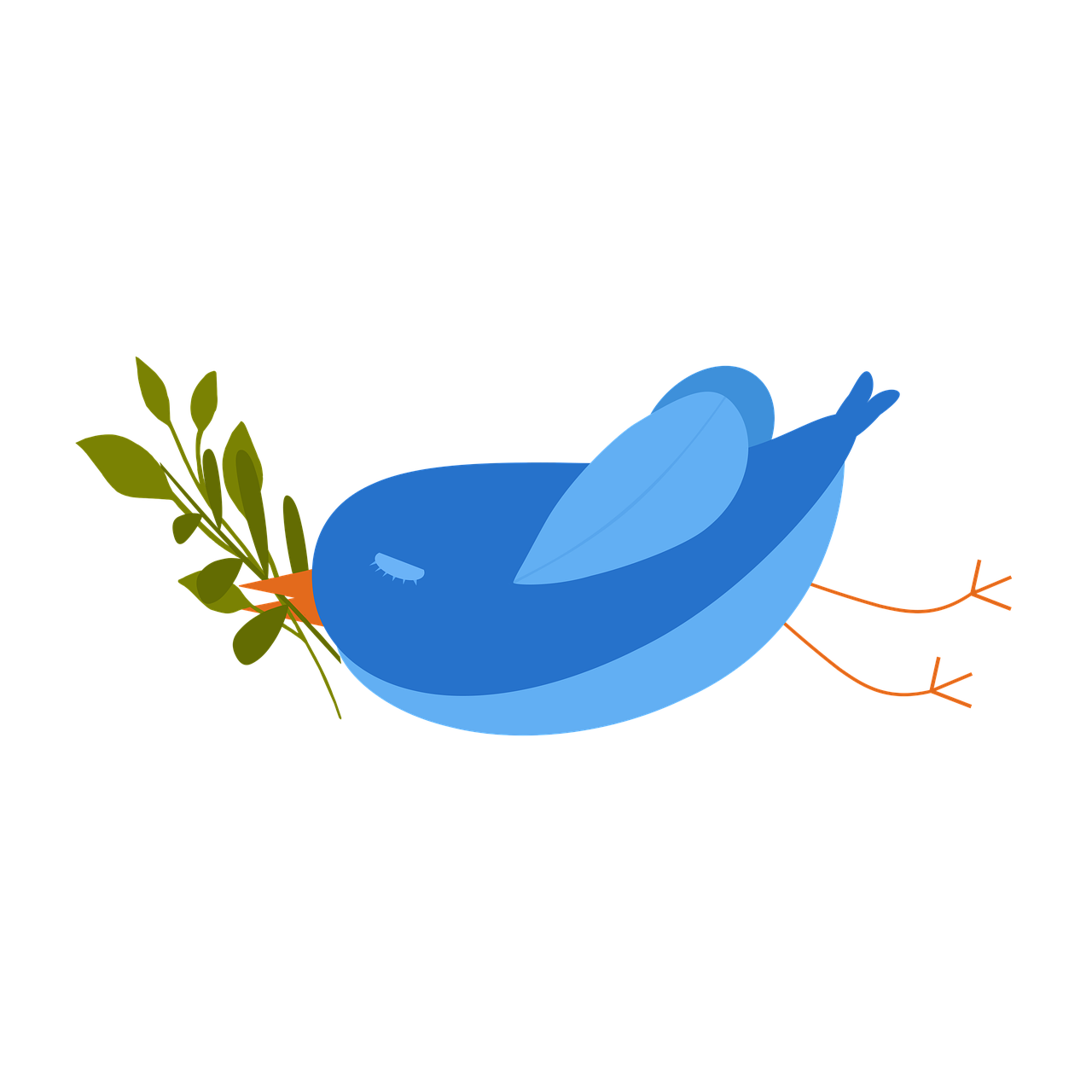blue bird, leaves, love, cute, bird, nature