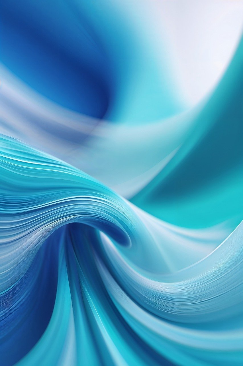 fluid, abstract, waves, blue, aqua, motion, dynamic, flow, liquid, soft, smooth, artistic, curves, texture, swirl, vibrant, light, gentle, modern, elegant, ai generated