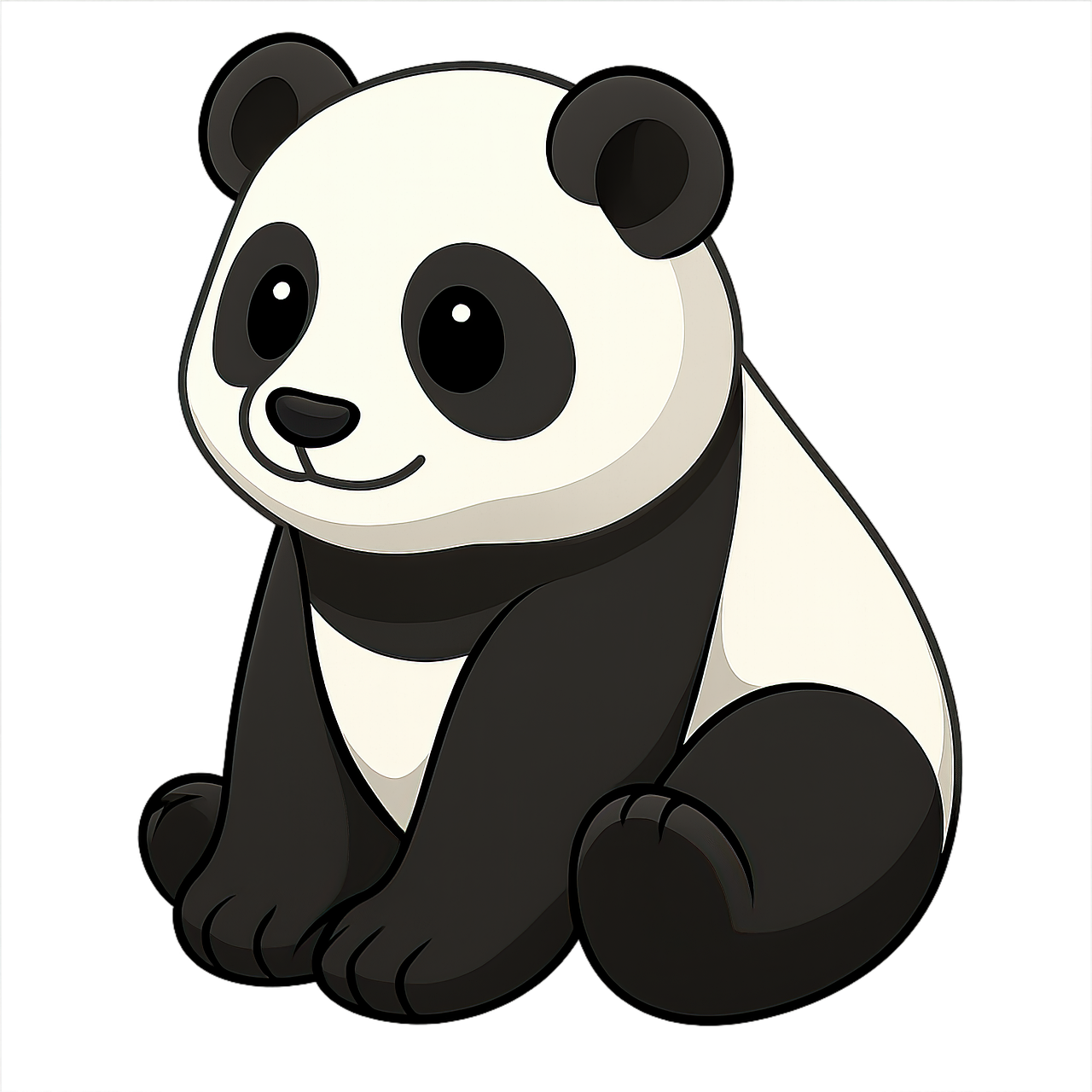 panda, nature, mammal, animal, cute, endangered, black-and-white, high resolution, cartoon, sticker, baby, ai generated