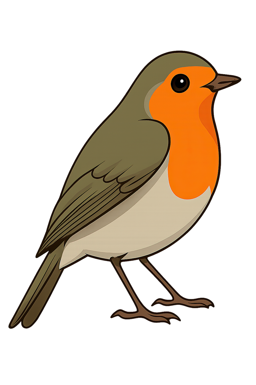 robin, bird, nature, animal, wildlife, birdwatching, songbird, high resolution, cartoon, sticker, cutout, ai generated
