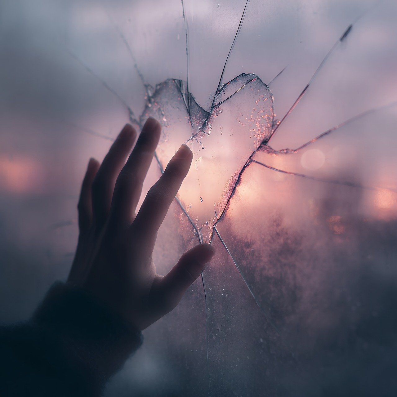 ai generated, silhouette, hand, window, heart, sunset, frost, moody, atmospheric, glass, cold, winter, love, romantic, dreamy, touch, fingers, gesture, mist, fog, nature, condensation, drawing, dusk