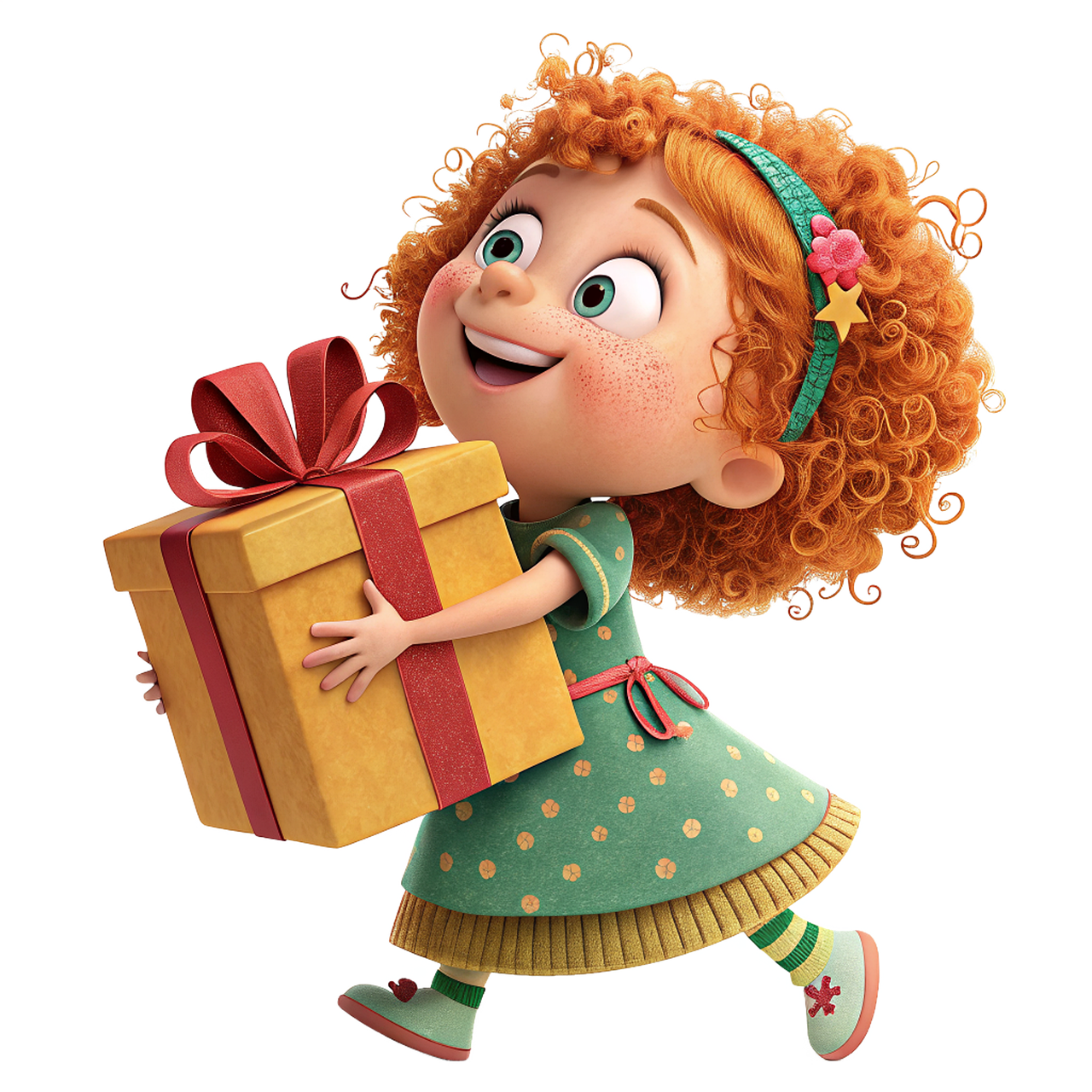 gift, christmas, surprise, celebration, package, girl, baby, childhood, cartoon, kids, ai generated