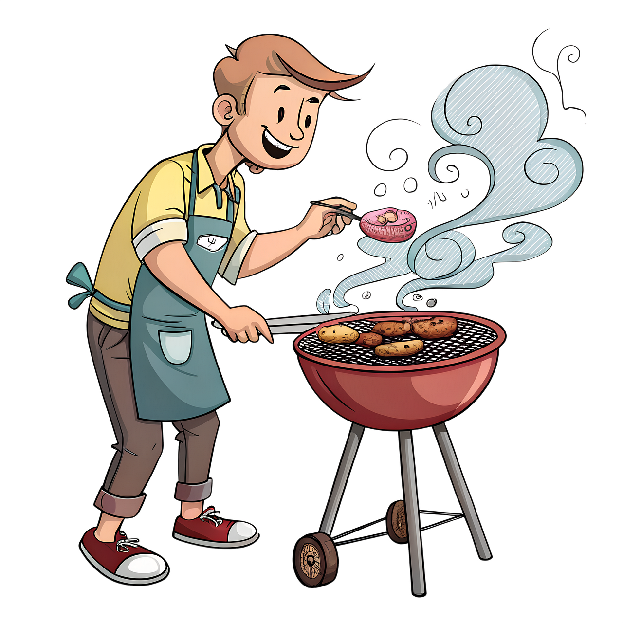 bbq, grill, meat, food, steak, shish kebab, picnic, hot, fried, delicious, bbq party, summer, dish, prepare, fry, man, ai generated
