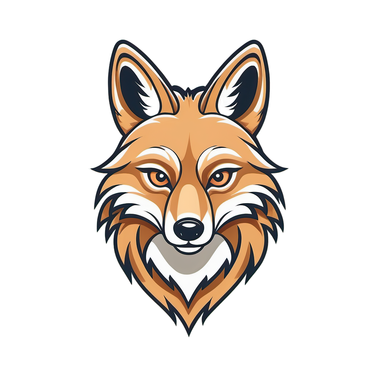 coyote, nature, animal, mammal, wildlife, canine, fur, portrait, wild, cartoon, sticker, cute, high resolution, ai generated