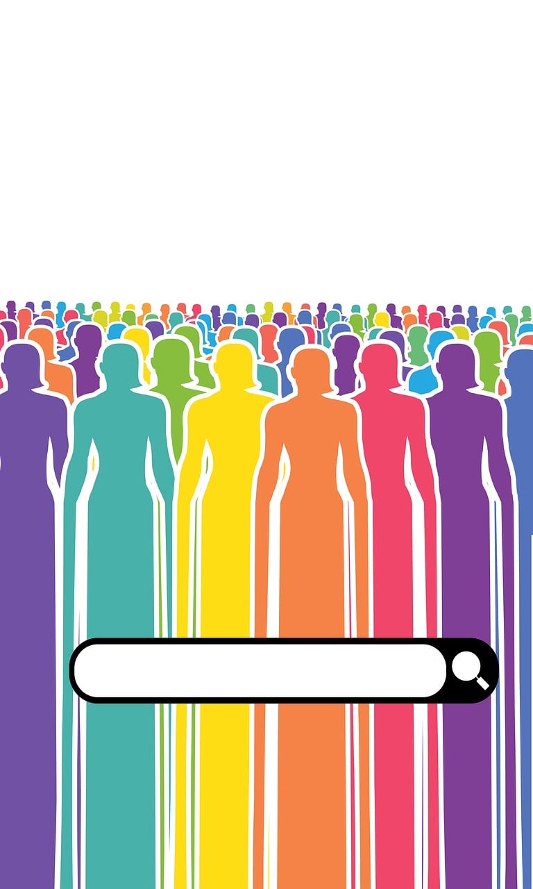 search, crowd, people, diversity, internet, information, data, technology, community, audience, query, research, connection, finding, global, network, human, digital, colorful, collective