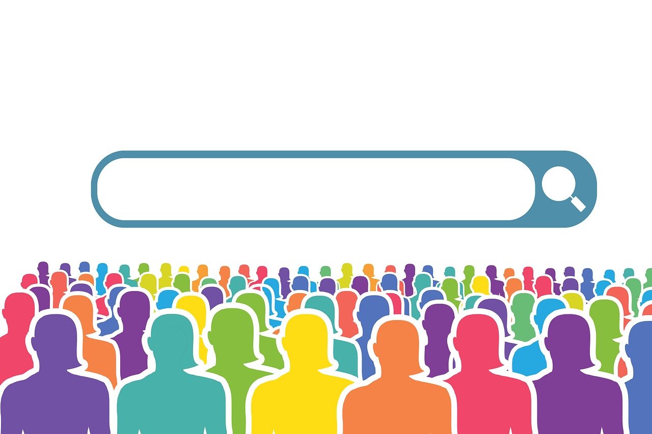 search, crowd, people, diversity, internet, information, data, technology, community, audience, query, research, connection, finding, global, network, human, digital, colorful, collective