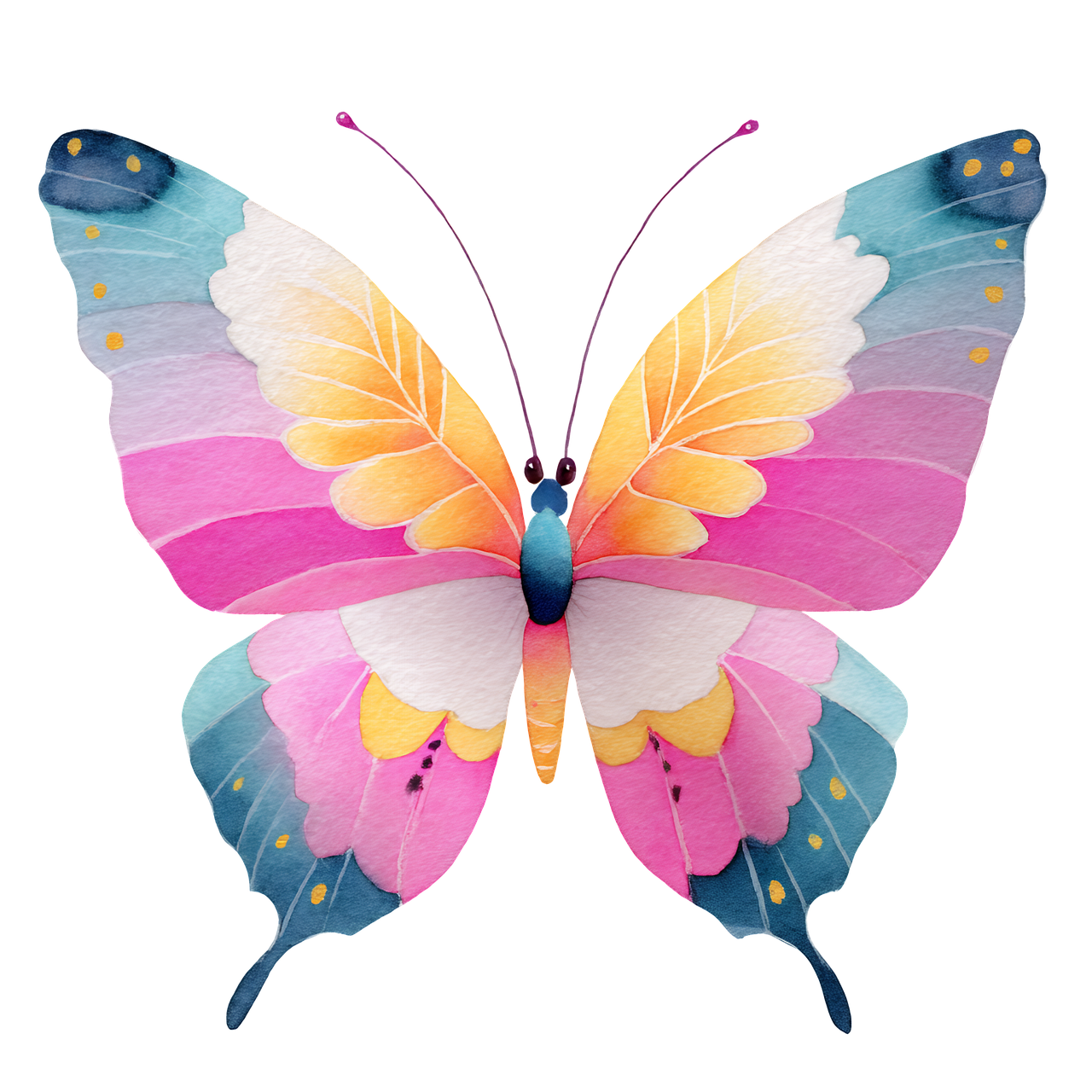 butterfly, watercolor, pink, blue, gradient, wings, artistic, nature, insect, delicate, paint, decorative, drawing, ethereal, symmetrical, feminine, gentle, soft, pattern, minimal, design, contemporary, elegant, light, ai generated