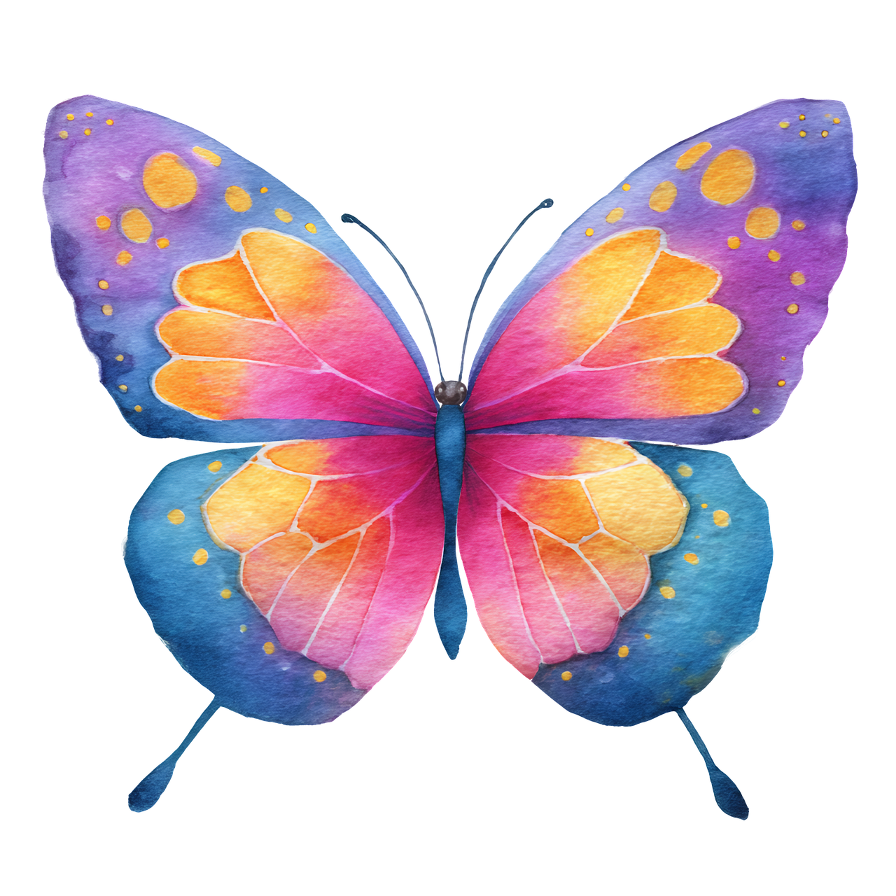 schmetterling, aquarell, rosa, blau, gradient, flügel, künstlerisch, natur, insekt, empfindlich, farbe, dekorativ, zeichnung, ätherisch, symmetrisch, feminin, sanft, weich, muster, minimal, design, zeitgenössisch, elegant, licht, ai generiert