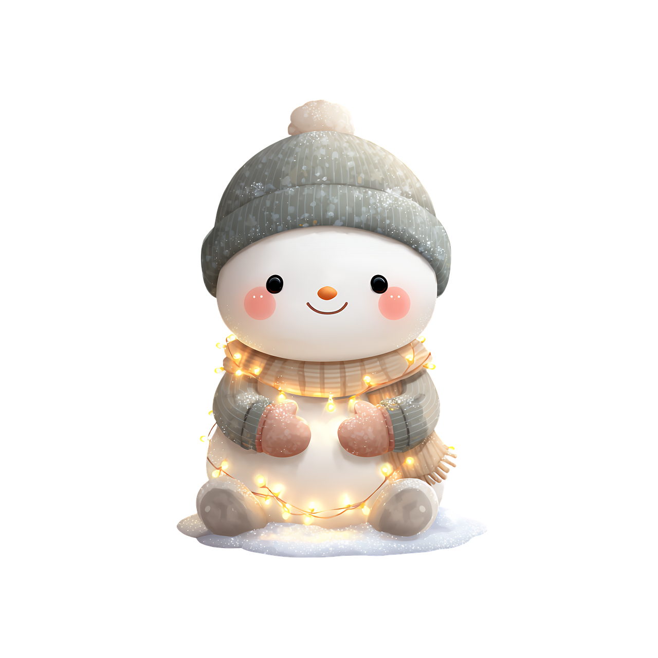 snowman, ceramic, figurine, decorative, winter, holiday, christmas, ornament, light, glow, luminous, cozy, cute, adorable, seasonal, beanie, hat, warm, festive, decoration, smile, carrot, nose, ai generated