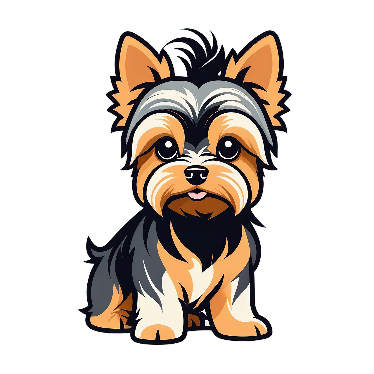 yorkie, dog, pet, animal, nature, cute, puppy, canine, yorkshire, terrier, adorable, high resolution, cutout, cartoon, ai generated