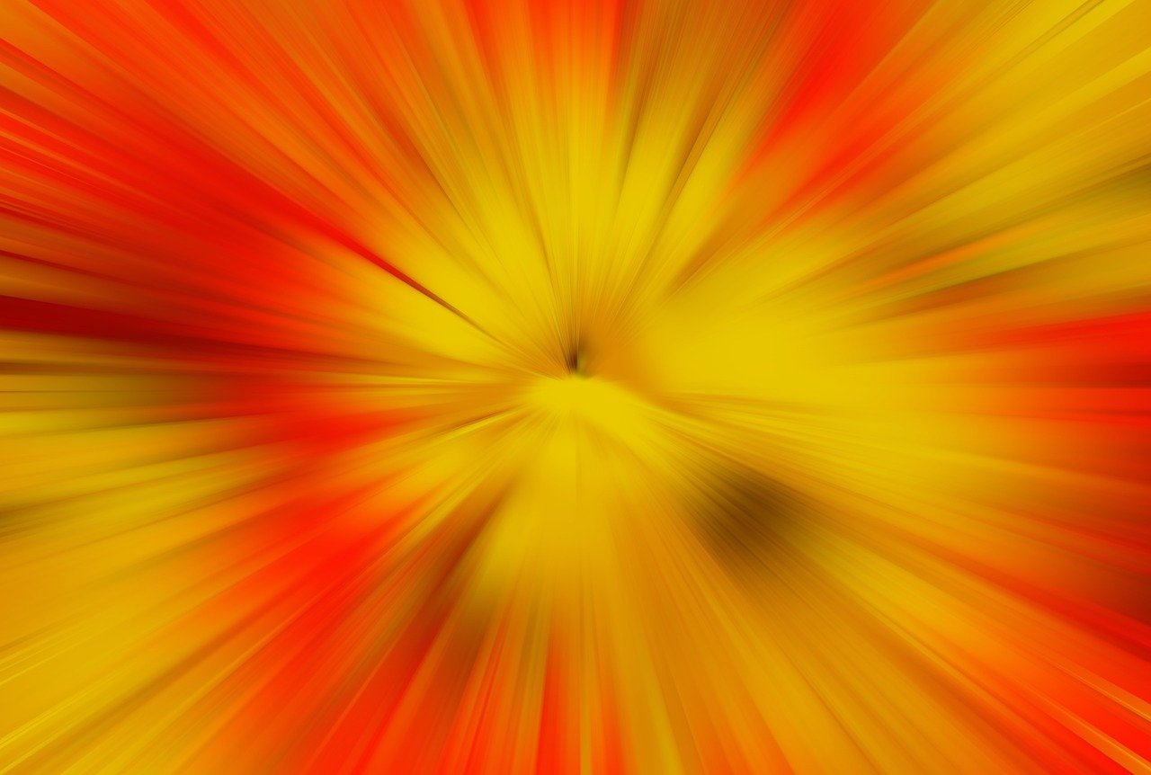 explosion, boom, burst, fractal, bright, explode, vortex, perspective, yellow, red, radial, rays, flash, light, design, pattern, geometric, bokeh, texture, background, template