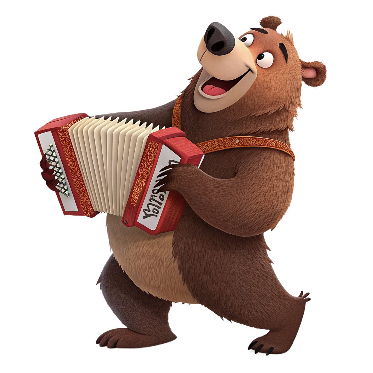 bear, nature, animal, mammal, predator, wild, accordion, tool, music, ai generated