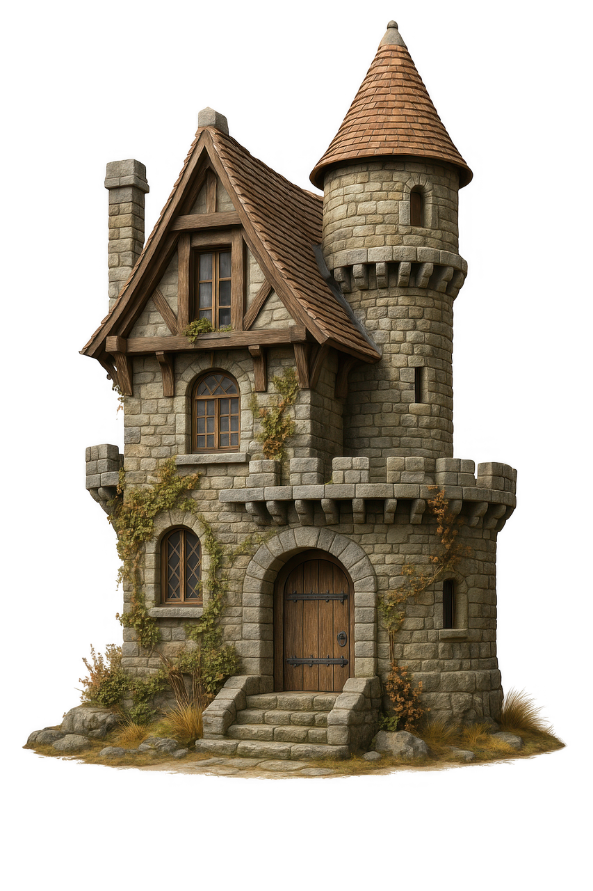 medieval stone house, fantasy castle tower, rustic stone building, fairytale house, old stone architecture, medieval home exterior, vintage castle design, ancient stone fortress, ivy covered house, fantasy medieval architecture, fairytale castle cottage, gothic stone tower, old world house design, european medieval village, stone mansion fantasy, rustic castle dwelling, enchanted castle scene, historical stone architecture, fantasy house concept, medieval rpg building, ancient fortress art, fairytale house illustration, stone castle facade, ai generated