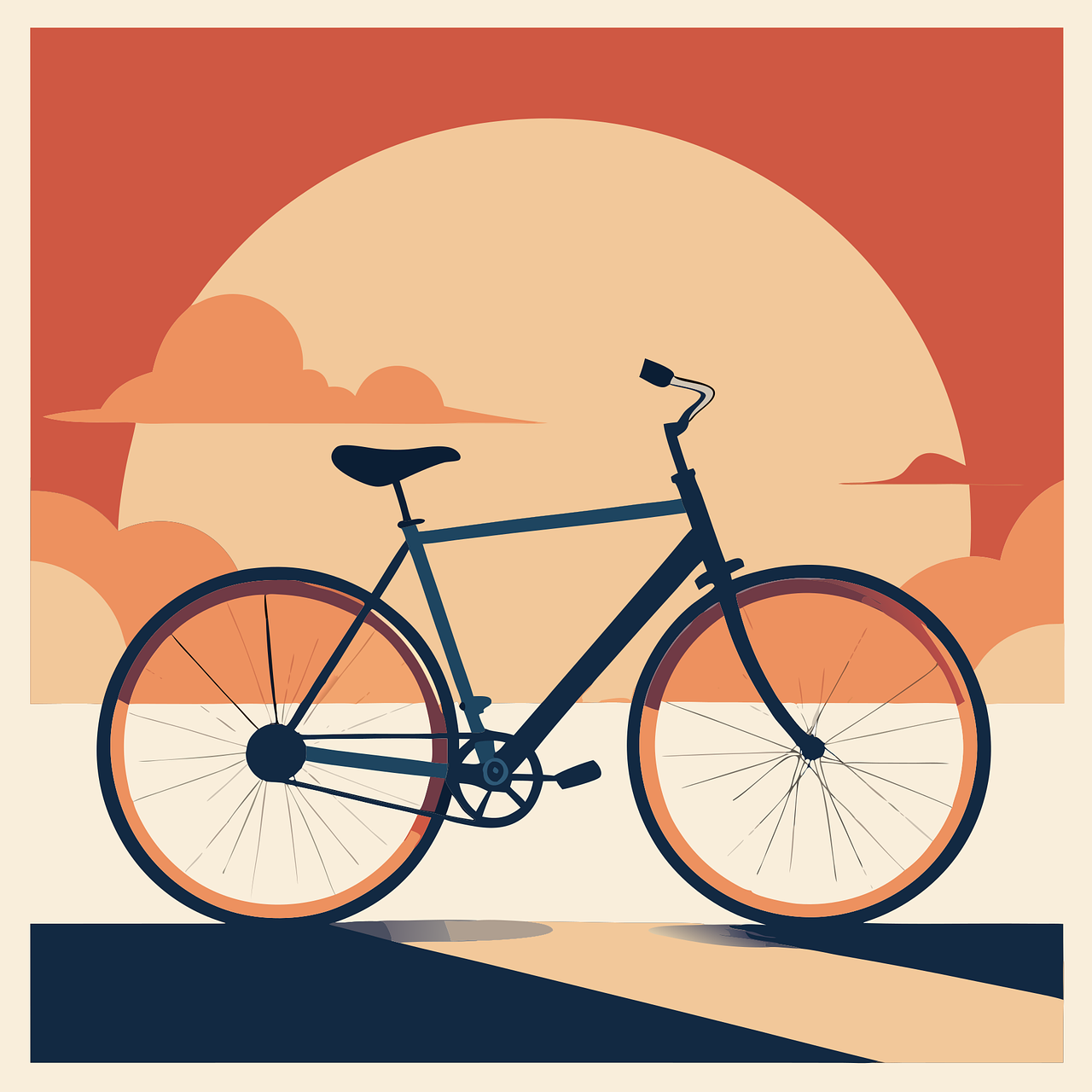 bicycle, transport, wheels, nature, trip, cyclist, ai generated