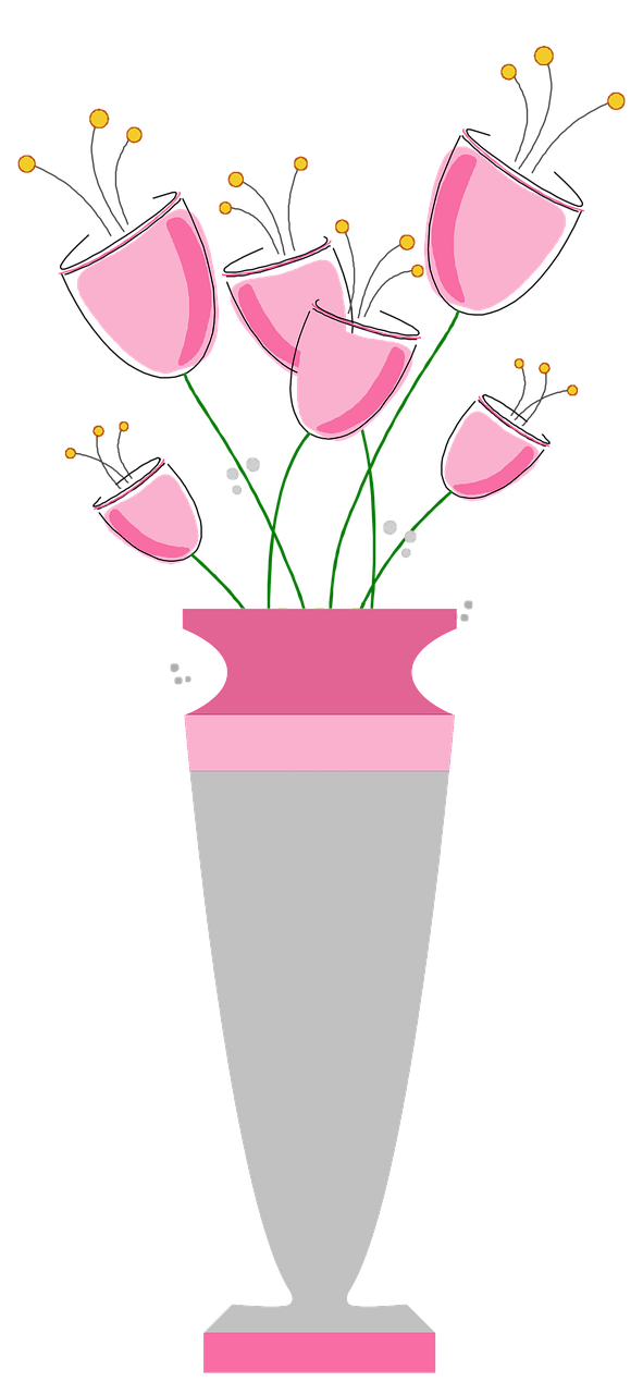 flowers, nature, bloom, blossom, petals, flora, bouquet, vase, pottery, ceramics, design, decorative, abstract, pink, sticker, cutout