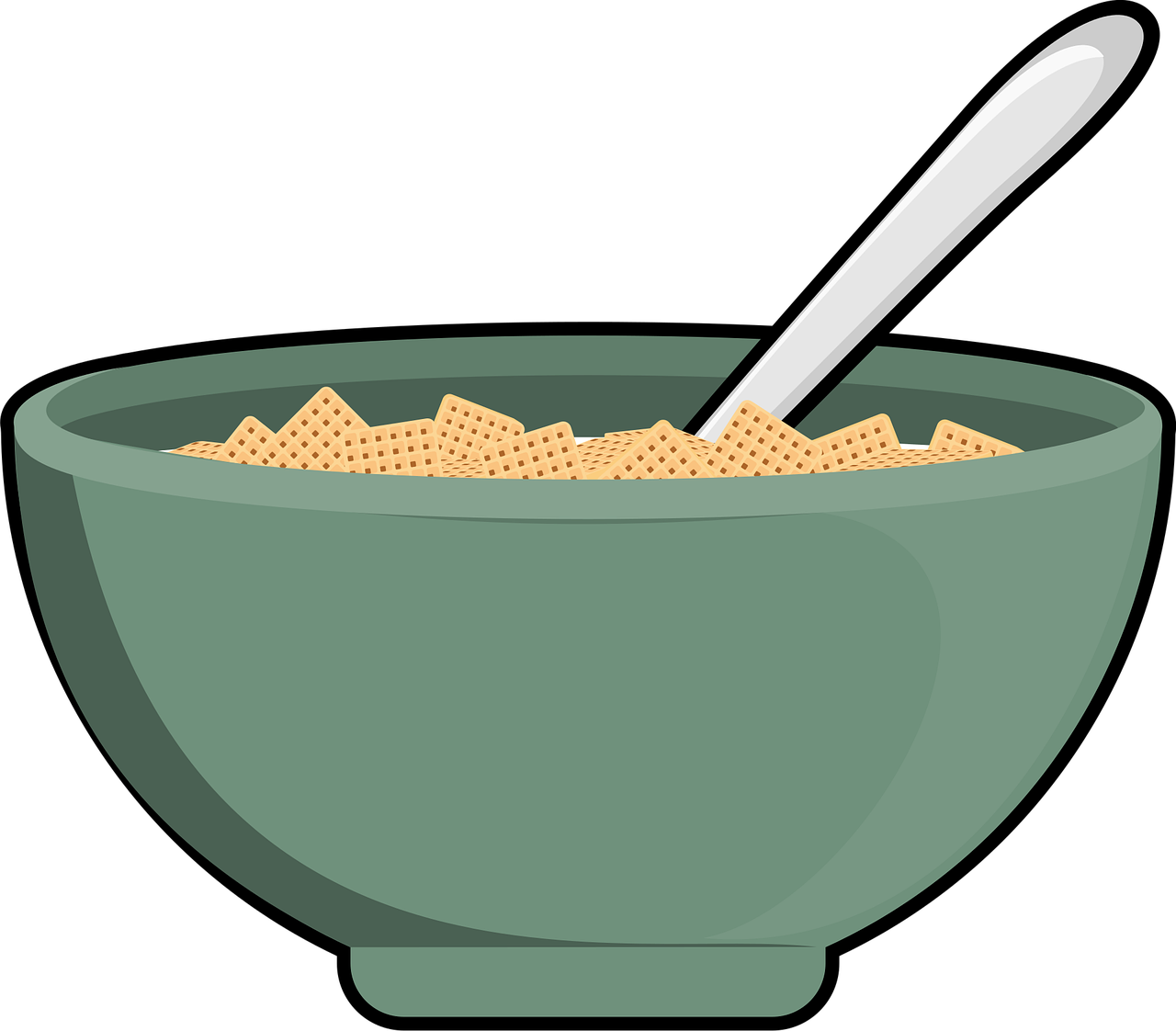 cereals, breakfast, bowl, spoon, food, edibles, foodstuffs, aliments, eats, nutrition, meal, squares