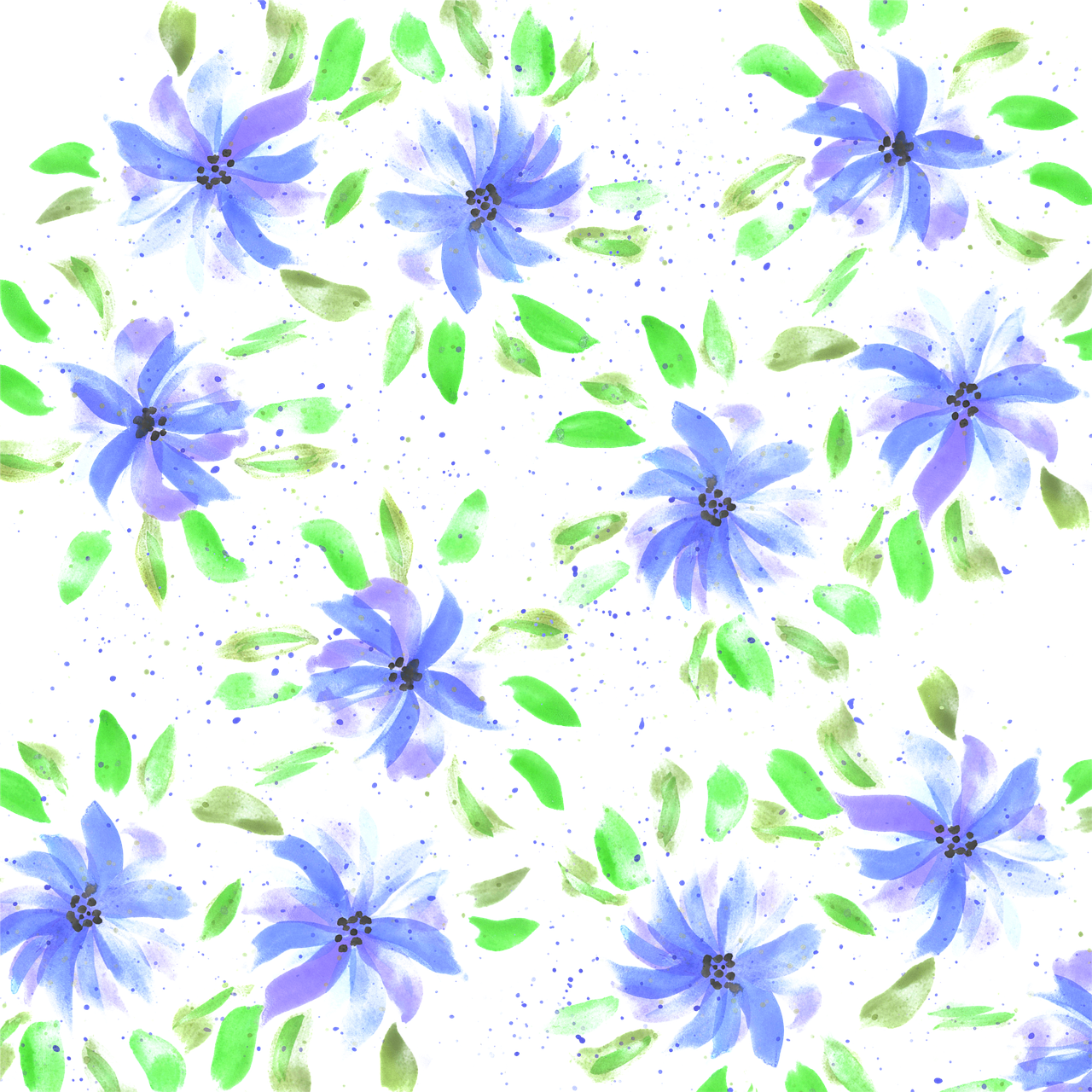 flowers, nature, bloom, blossom, spring, flora, petals, summer, blue, pattern, watercolor, painting, texture, artistic, design, colorful, random, cutout, background