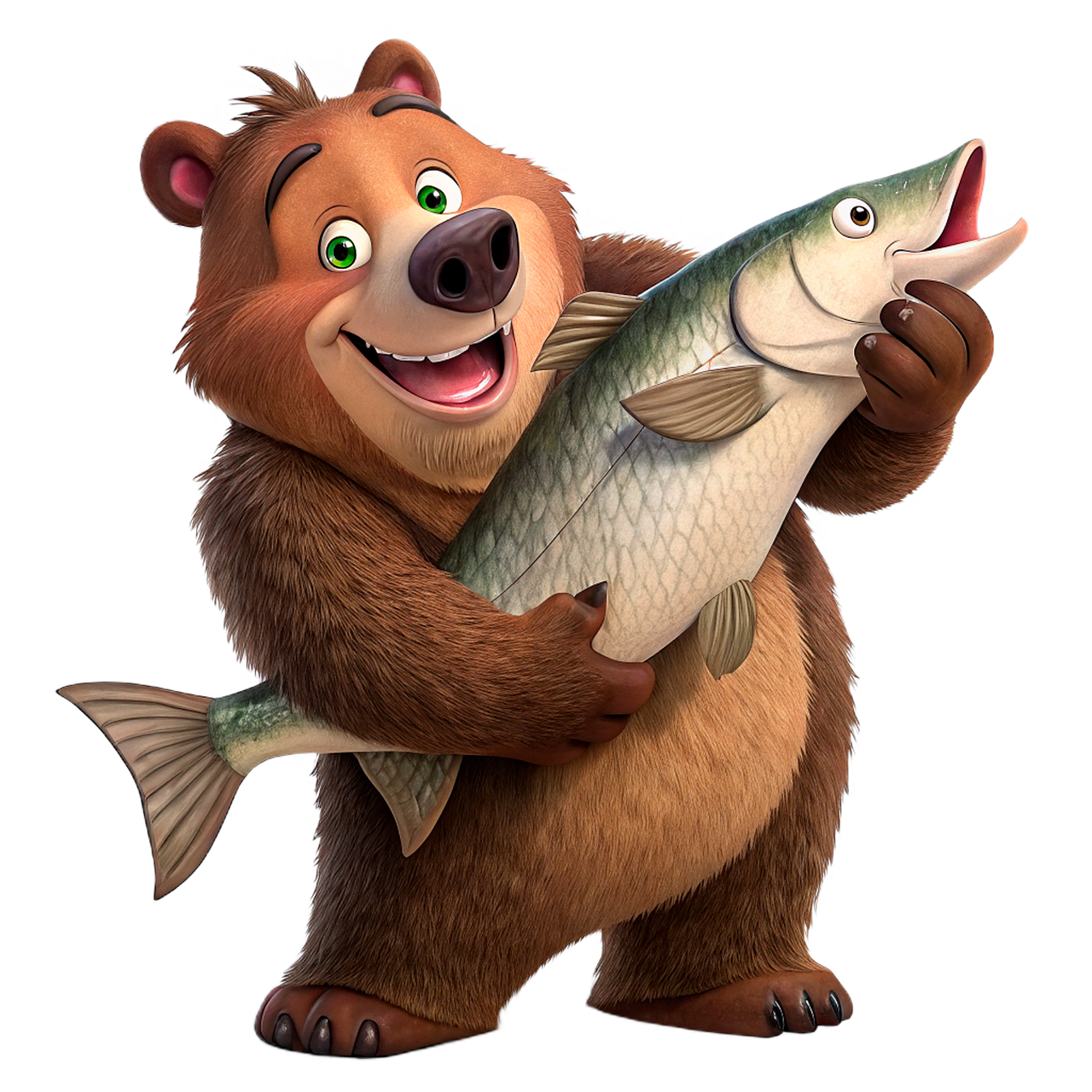 bear, animal, mammal, predator, wild, hunter, omnivorous, nature, fish, catch, fisherman, ai generated
