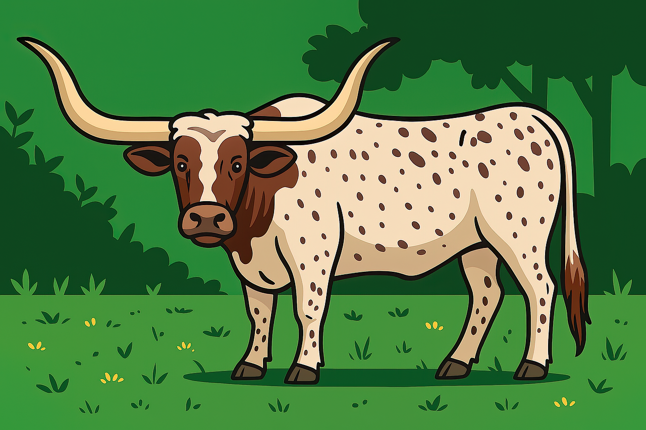 longhorn, nature, bull, animal, cattle, cow, livestock, horns, wallpaper, cartoon, ai generated
