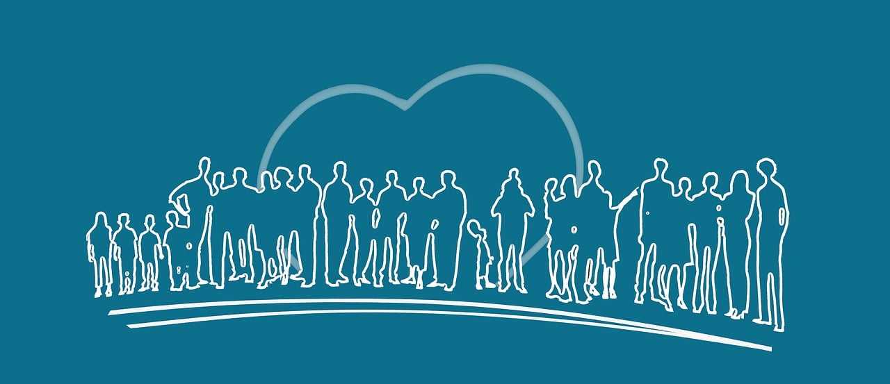 community, unity, health, family, wellbeing, group, support, people, togetherness, solidarity, connection, care, heart, outline, abstract, line-art, crowd, figures, silhouette, partnership
