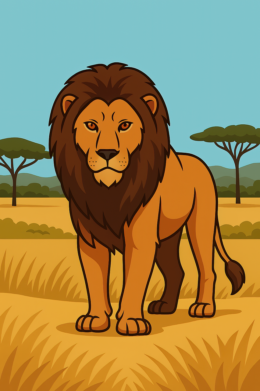 lion, nature, animal, mane, wildlife, feline, hunter, safari, wild, head, book cover, wallpaper, cartoon, cute, ai generated