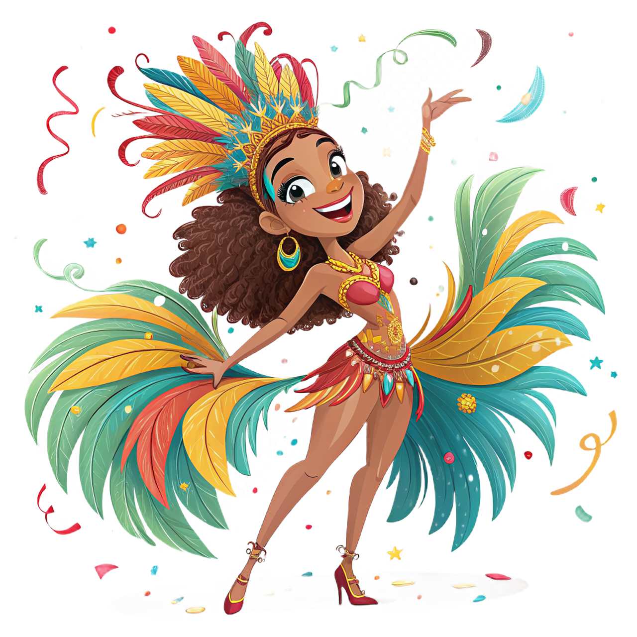 carnival, costume, festival, colorful, celebration, fun, multicolored, feathers, woman, brazil, parade, procession, ai generated