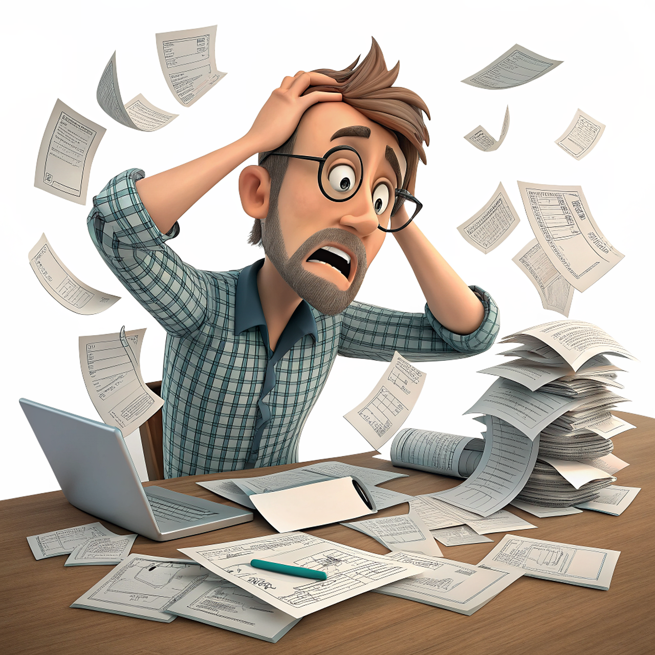 bills, taxes, money, payment, credit, finance, to pay, man, despair, stress, ai generated