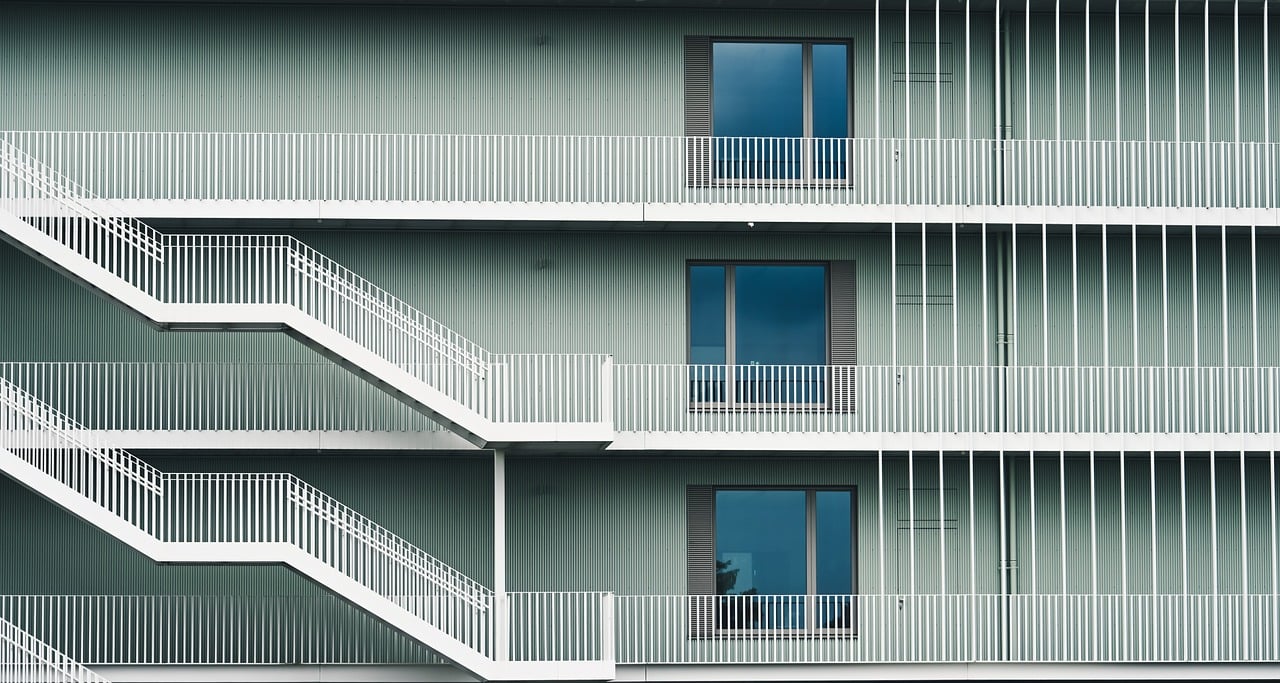 stairs, architecture, building, railing, facade, modern