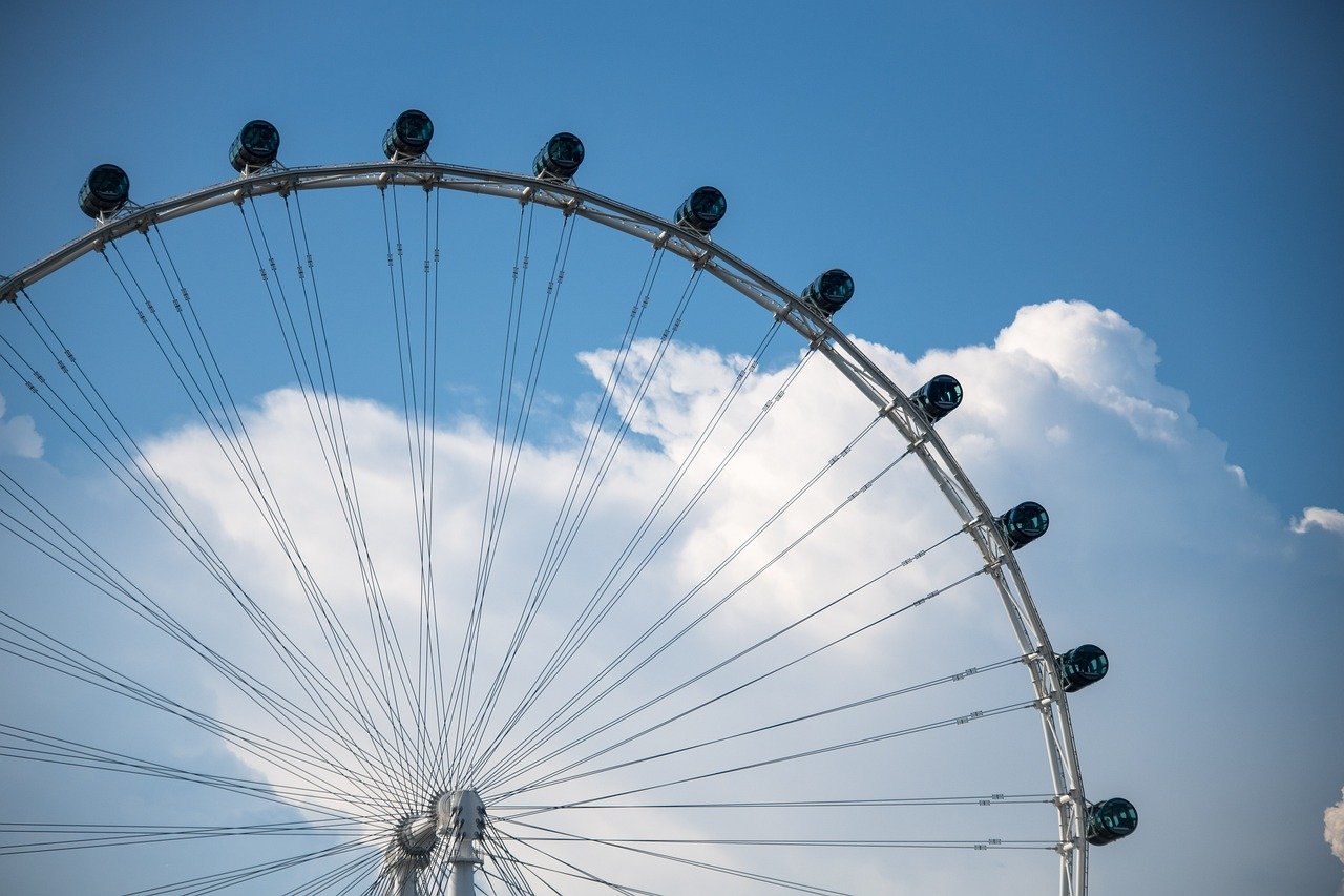 ferris wheel, singapore, pliers, singapore flyer, city