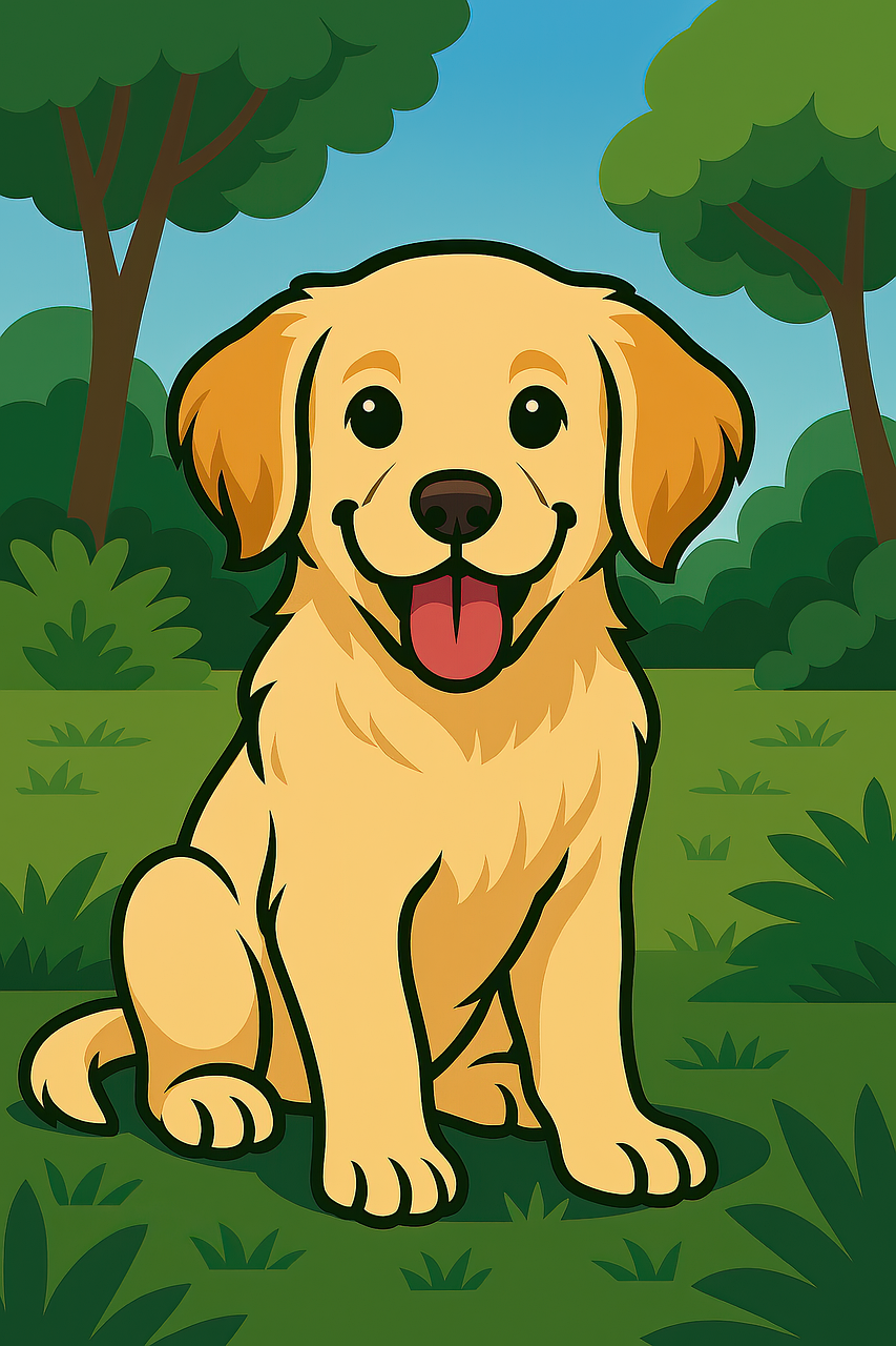 golden retriever, animal, pet, dog, nature, canine, puppy, mammal, young, portrait, retriever, cute, grass, domestic, adorable, wallpaper, cartoon, ai generated