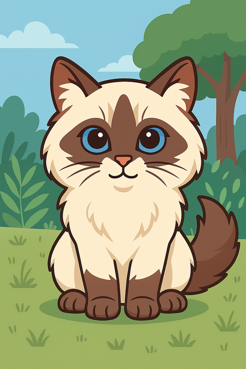 kitten, ragdoll, pet, animal, cat, nature, feline, mammal, cute, kitty, adorable, wallpaper, book cover, cartoon, ai generated