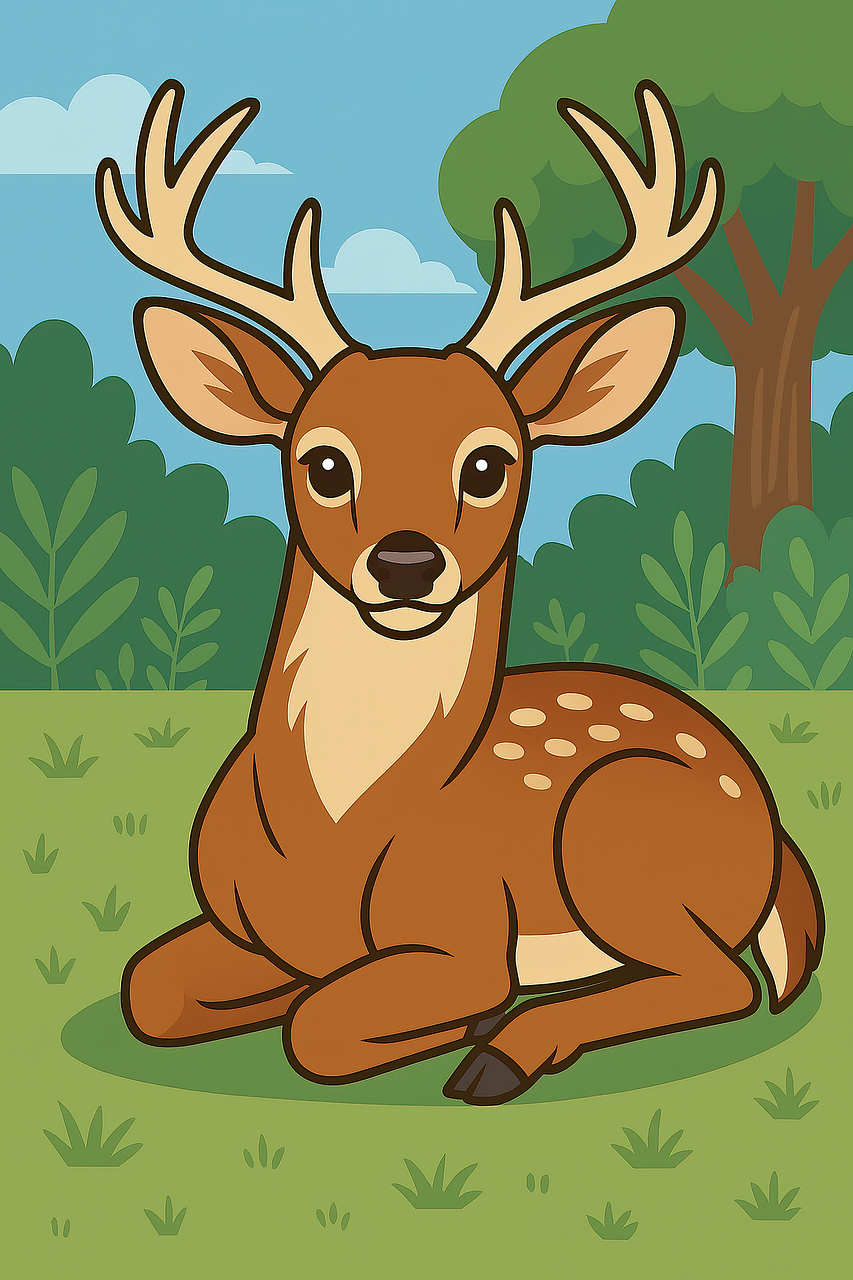 deer, nature, wildlife, animal, mammal, wild, wilderness, antlers, wallpaper, book cover, cartoon, ai generated